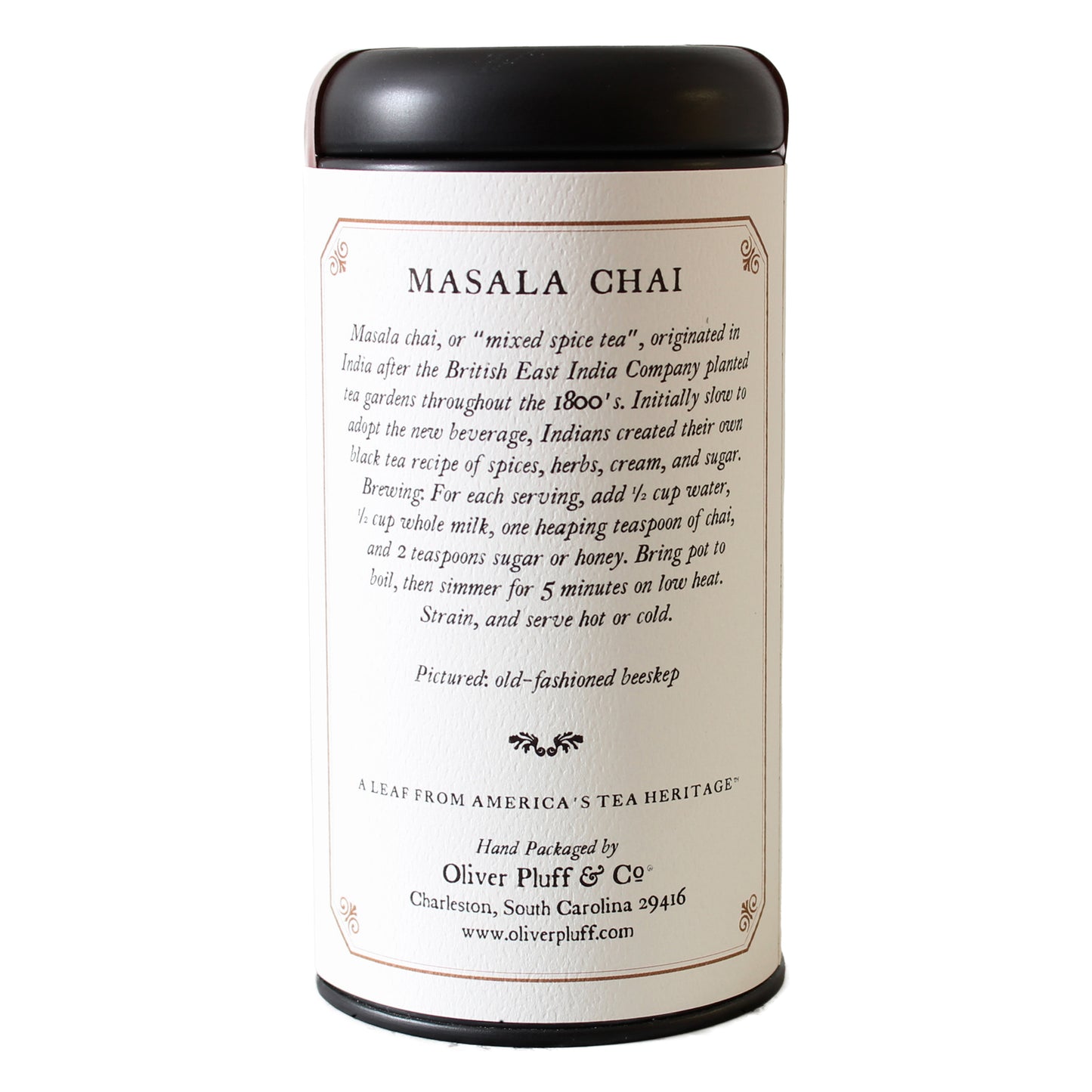 Oliver Pluff & Co Masala Chai Tea Tin Back