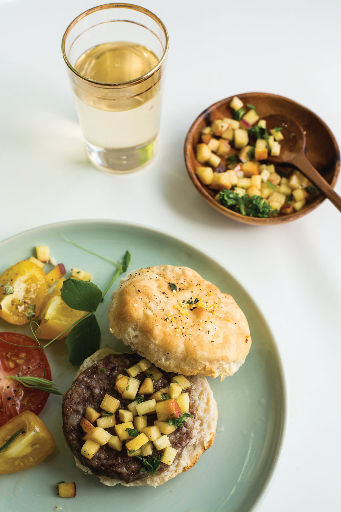 Recipe: Black Pepper Thyme Biscuits with Sausage and Ginger Peach Relish