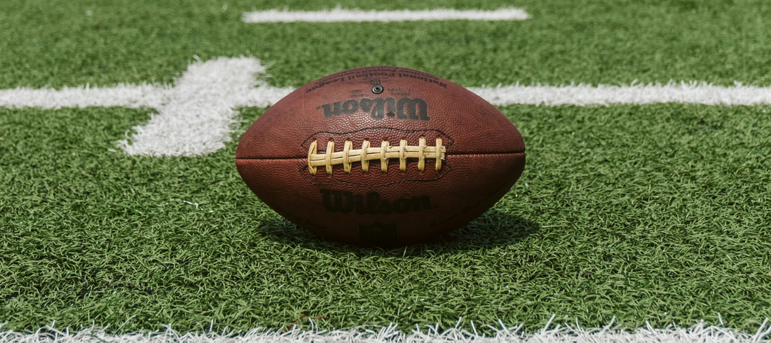 football on a football field for Super Bowl Sunday