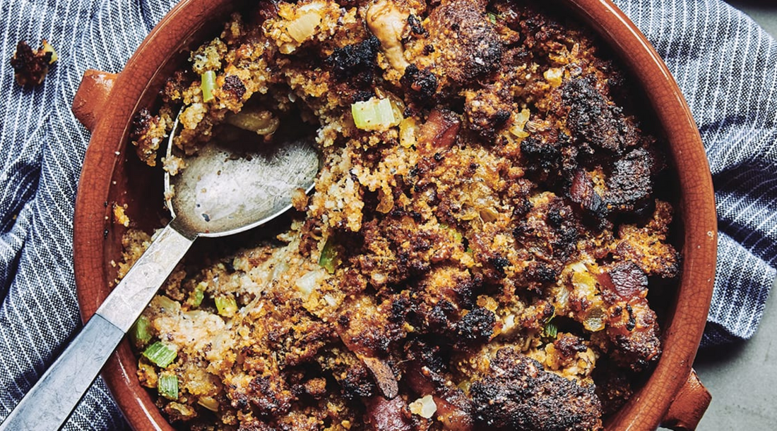 Bowl of cornbread oyster dressing from Rappahannock Oyster Co.