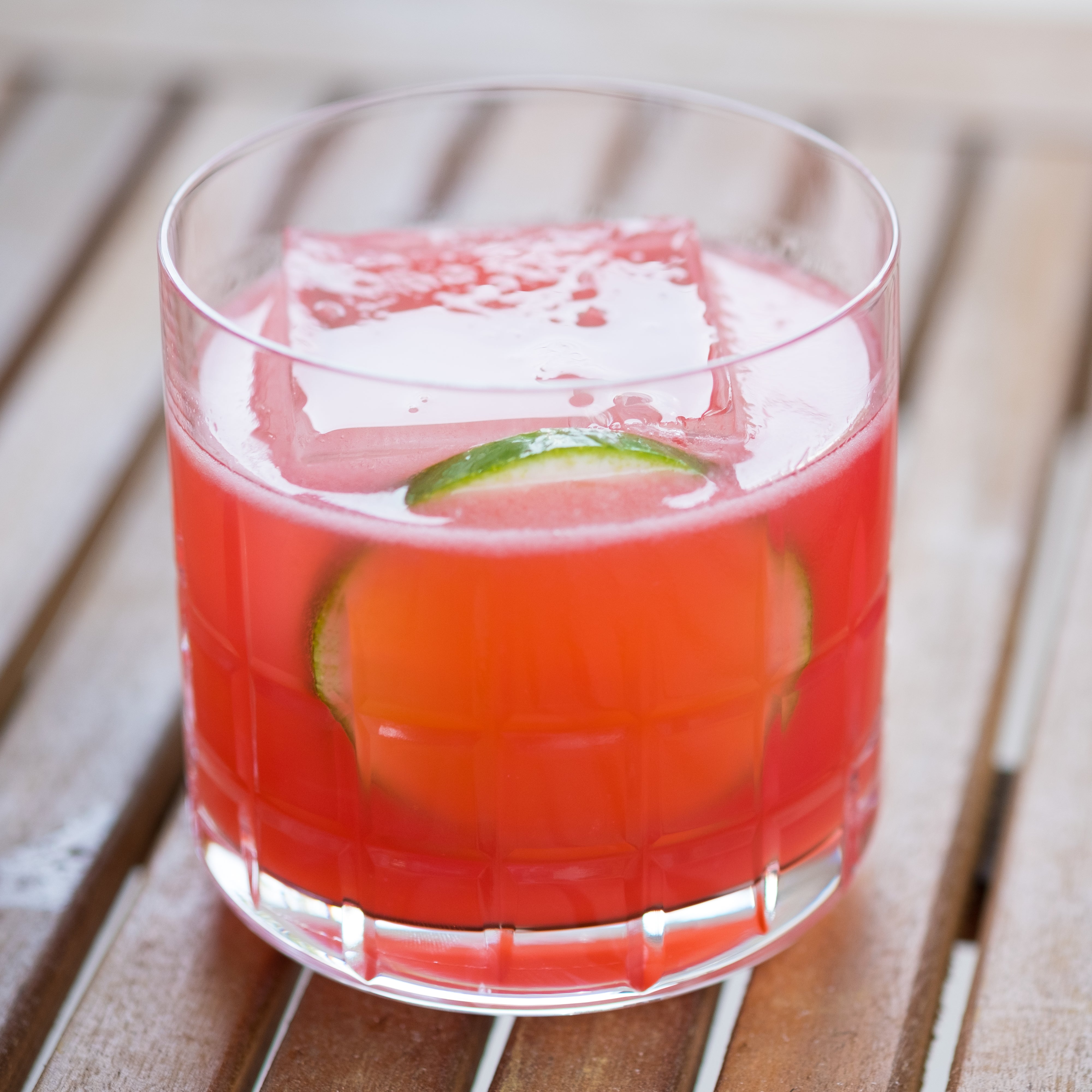 Blood orange margarita in a rocks glass