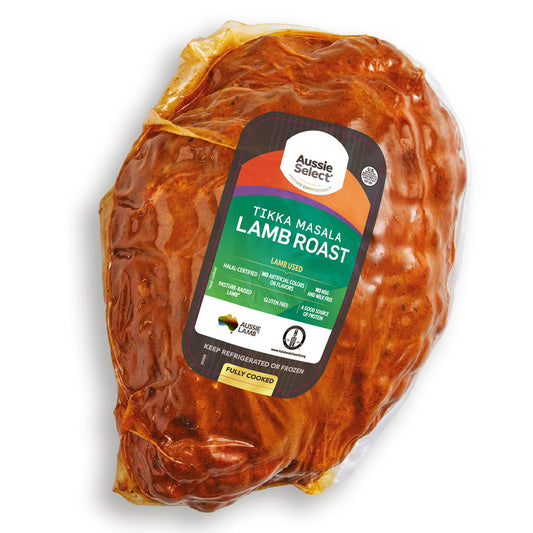 Tikka Masala Lamb Roast Packaged with Aussie Select logo on a white background