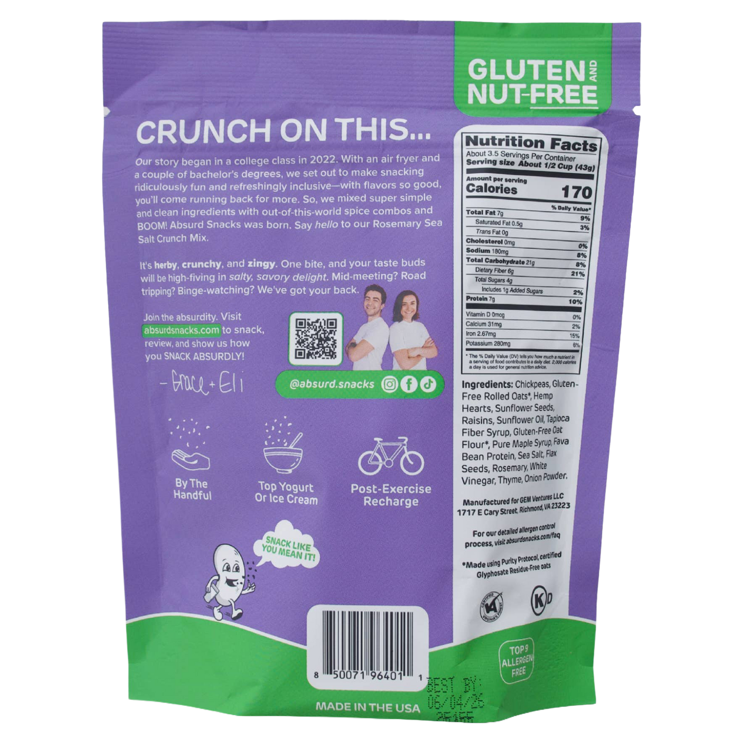 Rosemary Sea Salt Chickpea & Granola Crunch Mix