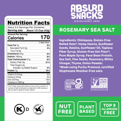 Rosemary Sea Salt Chickpea & Granola Crunch Mix - Single Serve