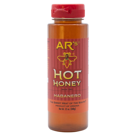 AR's Hot Southern Honey Habanero Hot Honey 12oz Squeeze Bottle. 