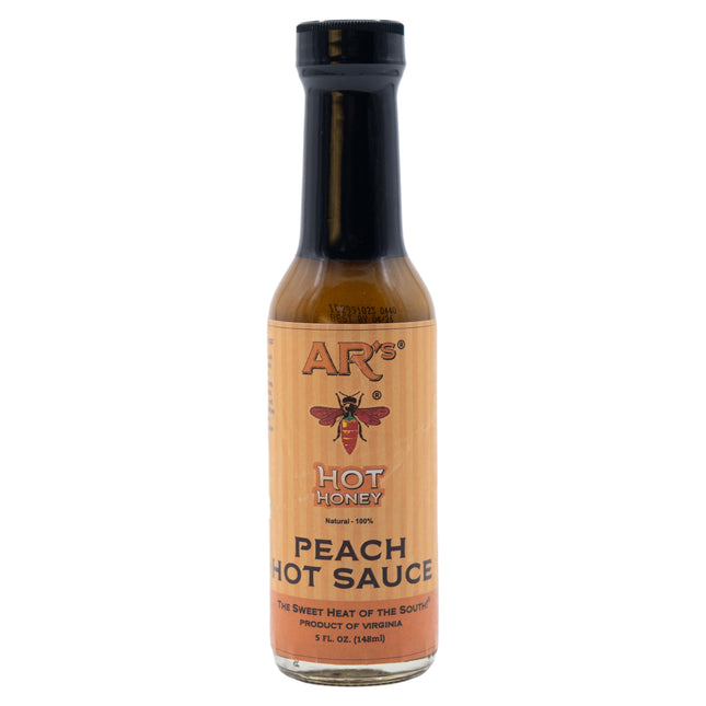 AR's Hot Southern Honey Peach Hot Sauce 5oz Glass Bottle