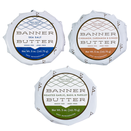 Banner Butter Custom Butter Bundle 3-Pack featuring artisan cultured butter flavors handcrafted in Atlanta, Georgia