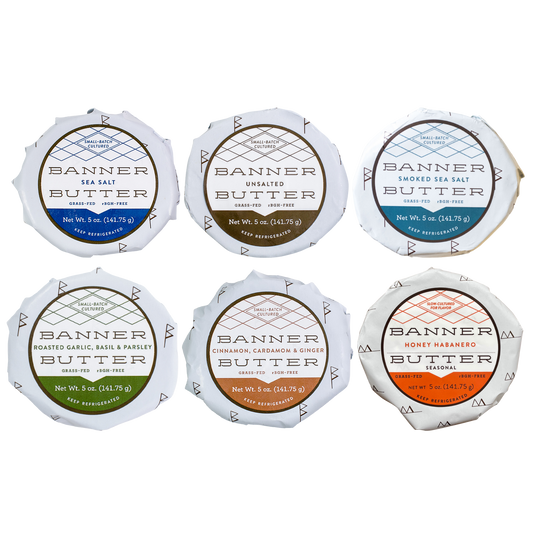 Banner Butter Custom Butter Bundle 6-Pack featuring artisan cultured butter flavors handcrafted in Atlanta, Georgia