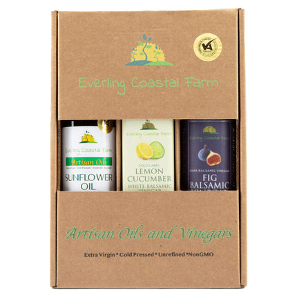 Everling Coastal Farms Oil and Vinegar Gift Set Trio - Front Packaging