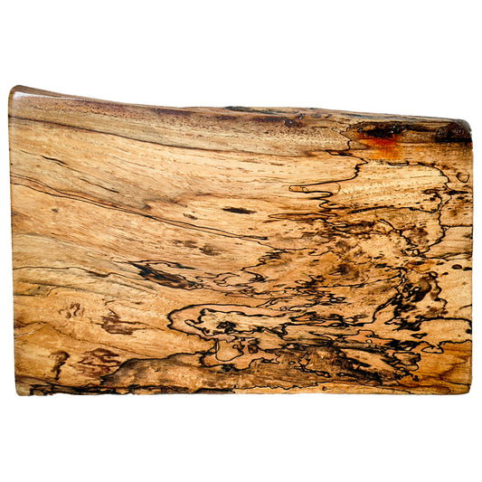 8 inch by 12 inch Pecan wood cutting board with a natural finish on a white background 